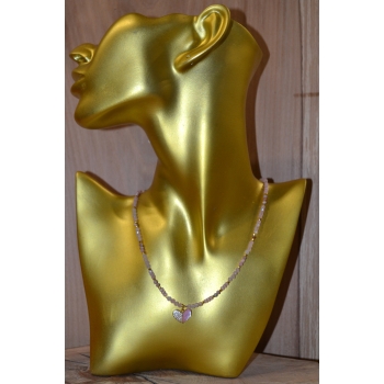 Naszyjnik z kwarcu różowego rodonitu i różowego kociego oka